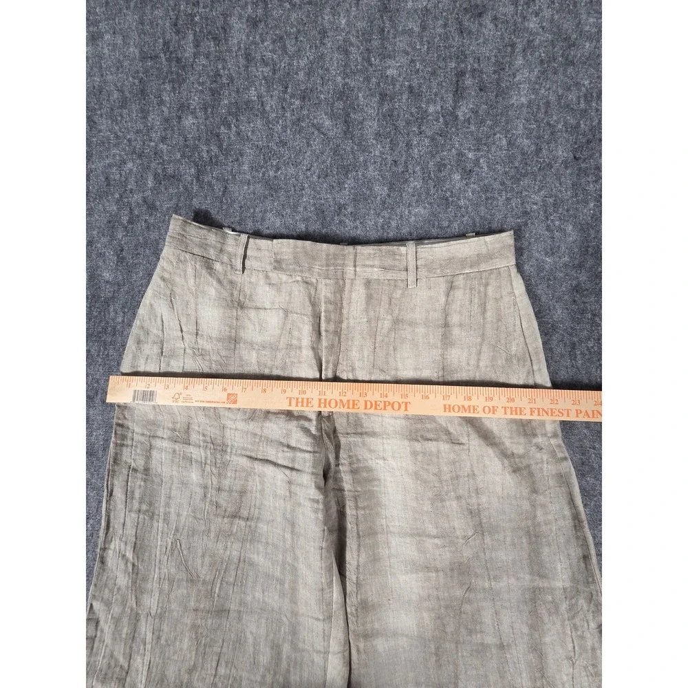 Zara Mens XL Wide Leg Linen Blend Tie Dye Trousers Taupe Grey Relaxed Pants